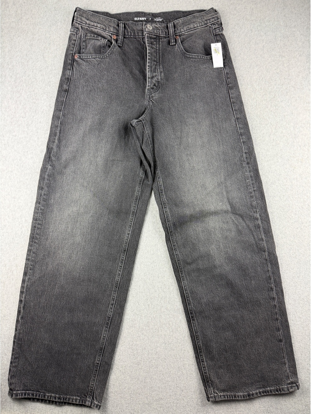 Old Navy Mid Rise the Slouchy Wide Leg charcoal wash button fly